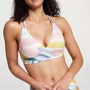 CALIA Pastel Sunset Stripe Bikini Set Top XL Bottom M 2 piece - fit like L